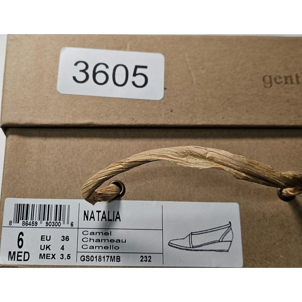 Gentle Souls Natalia Ballet Flats Taupe Metallic Suede Wedge Women's 6 M‎ NEW